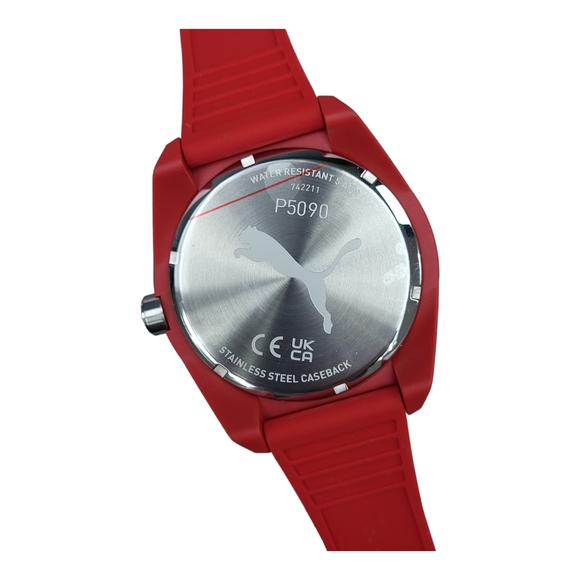 Puma Watch Mens Reset V2 Analog , Puma Cat Logo  Red Color ,  Water Resistant - Picture 4 of 6